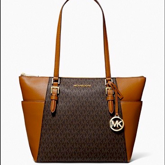 MICHAEL KORS
Charlotte Large Logo and Leather Top-Zip Tote Bag - Picture 1 of 8